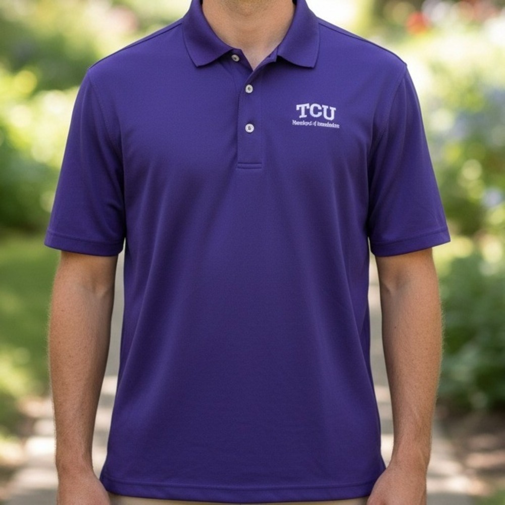 Sport-Tek TCU Student Foundation Polo Shirt Mens XL‎ Purple Short Sleeve Mesh